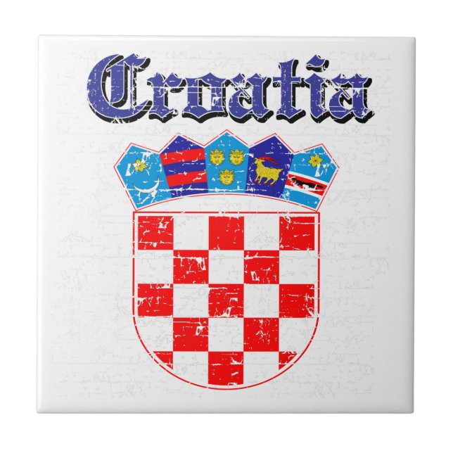 Azulejo Diseños del escudo de armas de Croacia del Grunge (Frente)