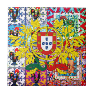 Azulejo Diseños portugueses Cojín de lanzamiento tote