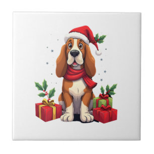 Azulejo Disfraces divertidos de perro de Navidad con sombr