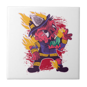 Azulejo Disfráz de Bombero Feliz Halloween