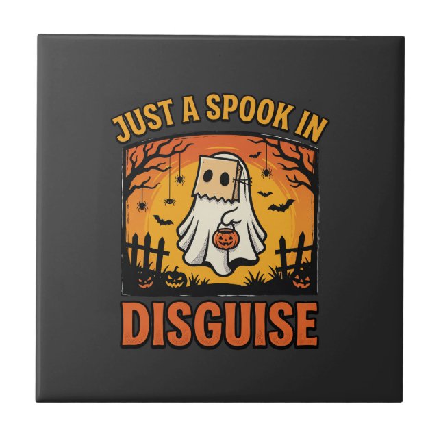 Azulejo Disfraz de Fantasma de Halloween (Frente)