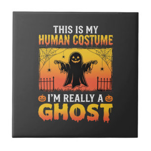 Azulejo Disfraz de Fantasma Vintage para Humano de Hallowe
