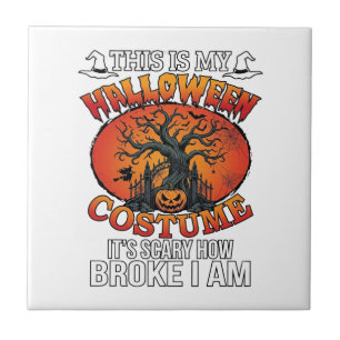 Azulejo Disfraz de Halloween Espantoso Calabaza Rota Árbol