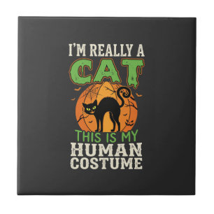 Azulejo Disfraz De Humano De Gato De Halloween Diseño Dive