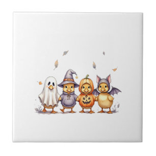 Azulejo Disfraz de patitos lindos de Halloween
