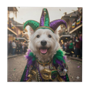 Azulejo Disfraz de perro bufón de Mardi Gras