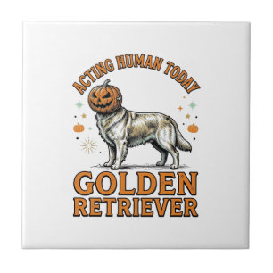 Azulejo Disfraz de perro de calabaza de Halloween Retrieve