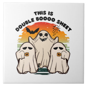 Azulejo Disfraz divertido de fantasma para Halloween