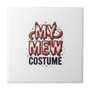 Azulejo Disfraz divertido de gato maullador de Halloween c