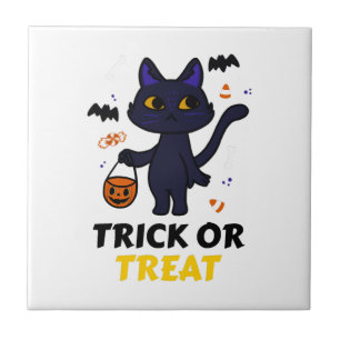 Azulejo disfraz divertido de gato para Halloween regalo de