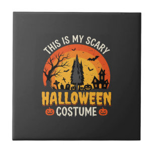 Azulejo Disfraz espantoso de Halloween Diseño de puesta de