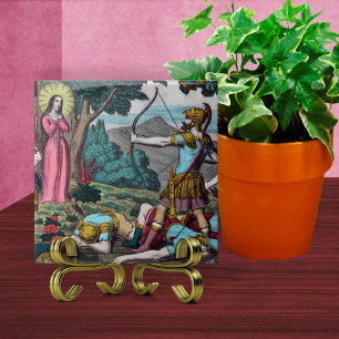 Azulejo Disparan a St. Philomena con flores