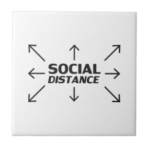 Azulejo Distancia social tipografía moderna y flechas dive