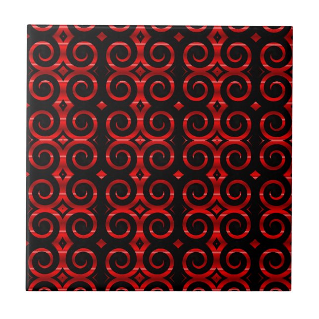 Azulejo Distintivos Swirls negros (En rojo) (Frente)