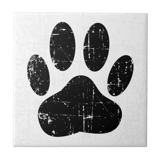 Azulejo Distressed Dog Pawprint Canine Paw (Frente)