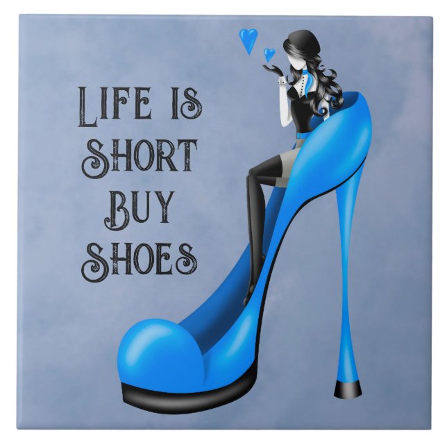Azulejo Diva de la moda en Stiletto Azul (Frente)
