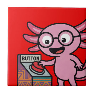 Azulejo Divertidas preguntas de axolotl azteca Oh No botón
