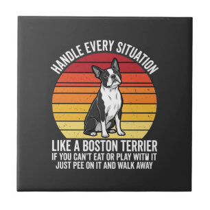 Azulejo Divertido Actitud de Perro Retro Boston Terrier