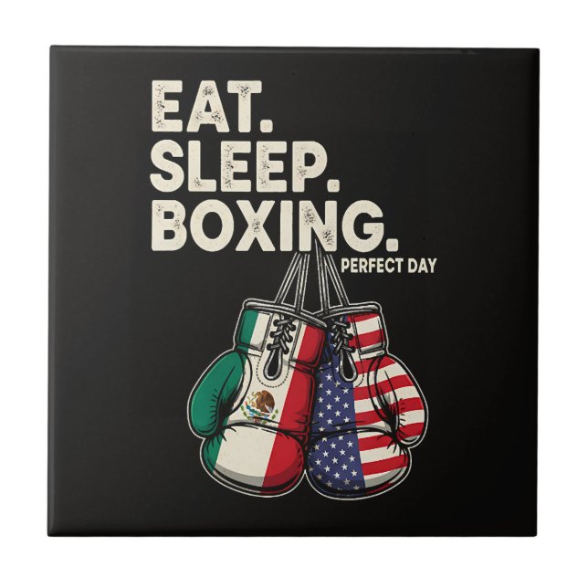 Azulejo Divertido Comer Dormir Repetir Boxeo (Frente)