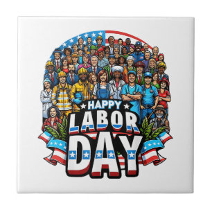 Azulejo Divertido Día del Trabajo Feliz Día del Trabajo Es
