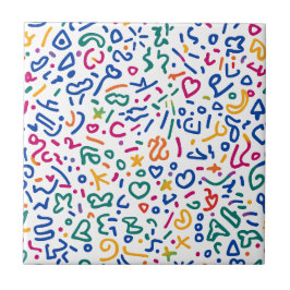 Azulejo Divertido doodle de formas vibratorias coloridas