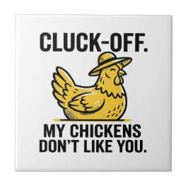 Azulejo Divertido Minimalista Amante del Pollo Cluk Off Vi