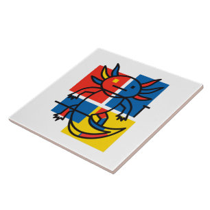 Azulejo Divertido patrón de arte abstracto de Axolotl Piet