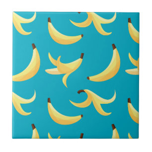 Azulejo Divertido patrón de plátano amarillo retro editabl