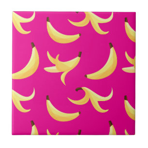 Azulejo Divertido patrón de plátano amarillo retro editabl