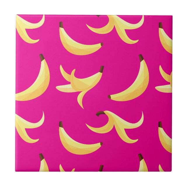 Azulejo Divertido patrón de plátano amarillo retro editabl (Frente)