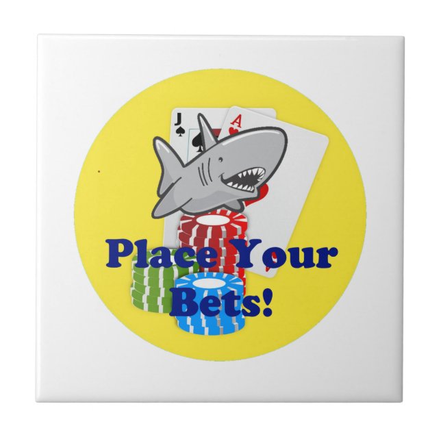 Azulejo Divertido Personalizado de apuestas de tiburones c (Frente)