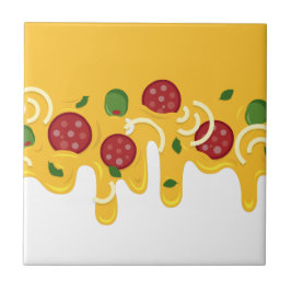 Azulejo Divertido Queso de Pizza Goteante Retro Keto Fiest