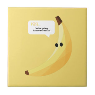 Azulejo Divertidos Favoritos de Fiesta de Plátano Retro Ed