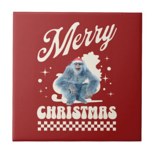 Azulejo Diviértete con el Yeti de Navidad con Humor Festiv
