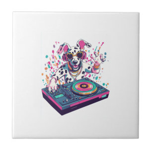 Azulejo DJ Dálmata � Perro de la Fiesta Rave EDM