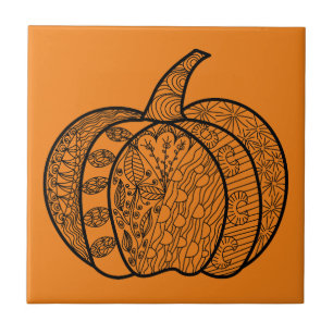 Azulejo Dodles de Halloween calabazas de boho mandala de o