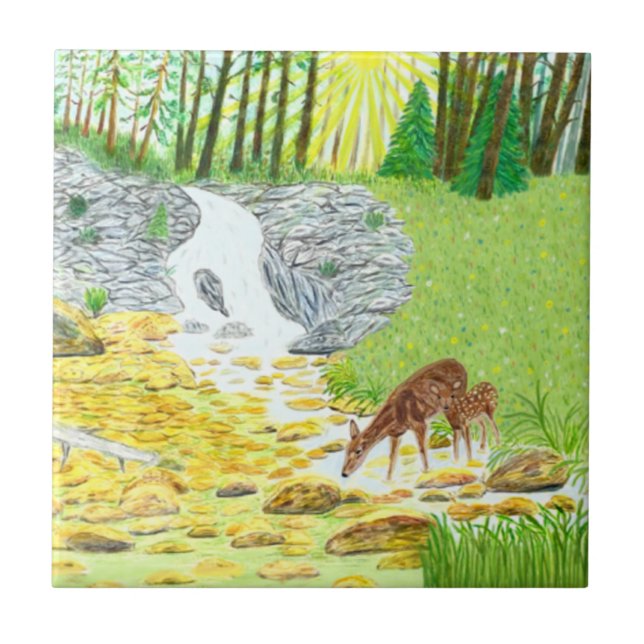 Azulejo Doe and Fawn (Frente)