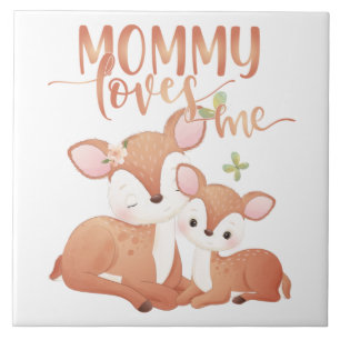 Azulejo Doe Deer y Fawn Mamá me ama