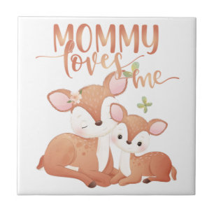 Azulejo Doe Deer y Fawn Mamá me ama