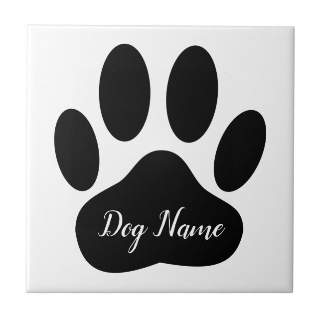 Azulejo Dog Paw Print With Custom Name (Frente)