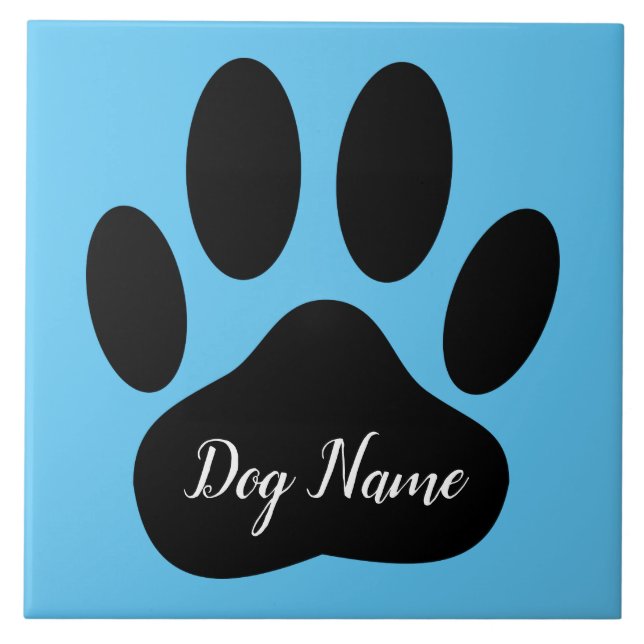 Azulejo Dog Paw Print With Editable Name (Frente)