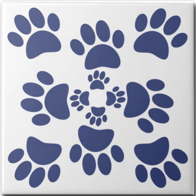 Azulejo Dog Paws Prints Portuguese Style White and Blue  (Subido por el creador)