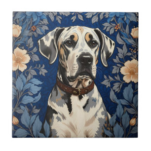 Azulejo Dogo Alemán elegante inspirado en William Morris