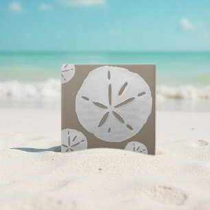 Azulejo Dólar de arena de playa tropical beige y blanco os