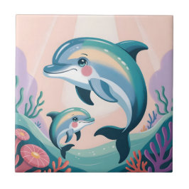 Azulejo Dolphin Mom and Baby