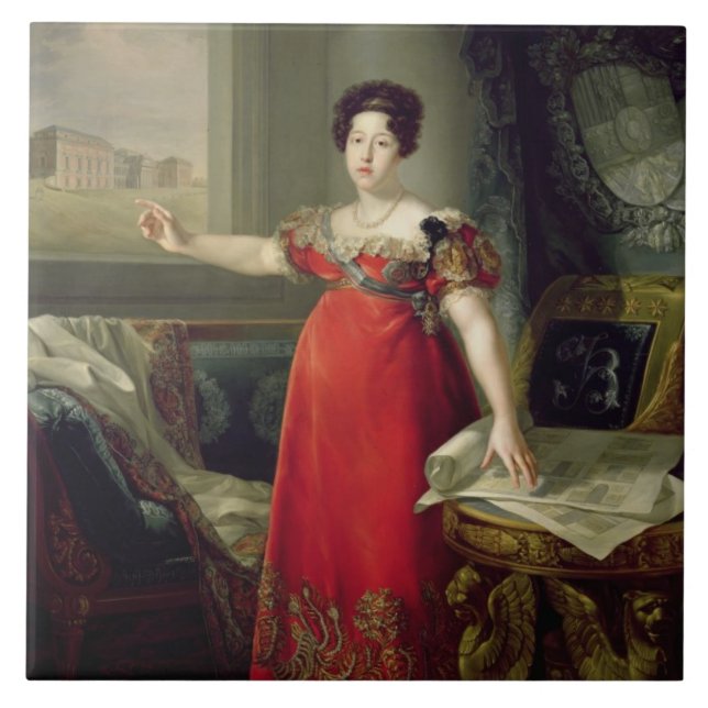 Azulejo Dona Maria Isabel de Braganza, 1829 de la reina (Frente)