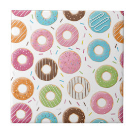 Azulejo Donas rosa azul y mordiscos patrón de chocolate
