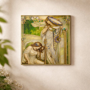 Azulejo Doncellas de la Música Art Nouveau Ilustración Vin