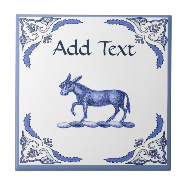 Azulejo Donkey Tile, holandés look, personalice (Frente)