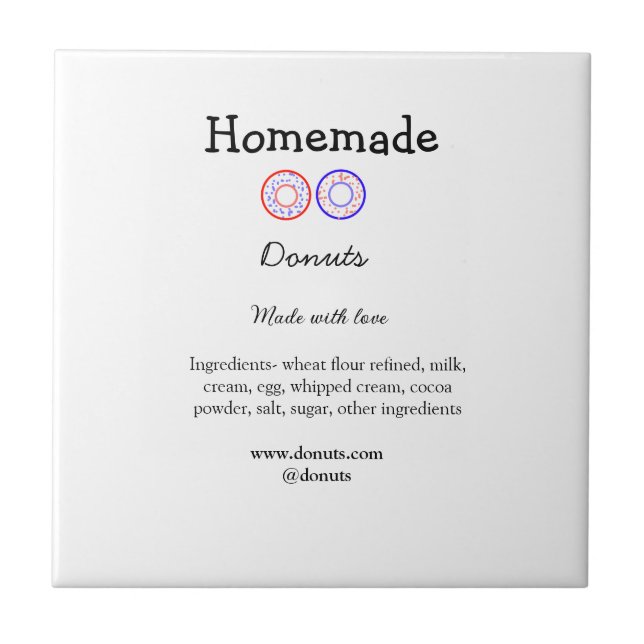 Azulejo Donuts caseros hechos con amor agregar sitio web d (Frente)